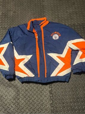 STARTER Navy and Orange Logo Patch Jacket